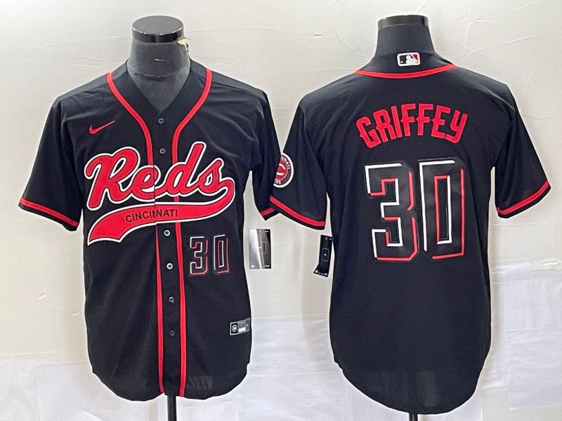 Men Cincinnati Reds #30 Griffey Black Co Branding Nike Game MLB Jersey style 3->cincinnati reds->MLB Jersey